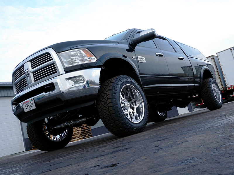 2012 Ram 3500 With Steering Stab Kit 6 Inch Coil Over Gear Forged F71 22x12  44 Offset 22 By 12 Inch Wide Wheels Nitto Ridge Grappler 37x12 150r22 