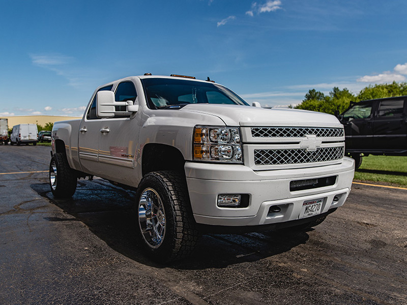 2013 Chevy Silverado 2500hd 2 Inch Rough Country Leveling Kit Hostile Gauntlet 8 Lug Armor Plated 20x12  44 Offset 20 By 12 Inch Wide Wheel Nitto Terra Grappler G2 305 55r20 Tire 