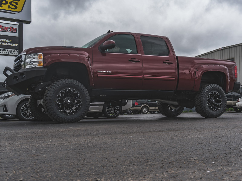 2014 Chevy Silverado 2500 With 7 Inch Lift Kit Fuel Offroad Assault 20x10  18 Offset 20 By 10 Inch Wide Wheel Atturo Trail Blade Mt 37x13 5r20 Tire 
