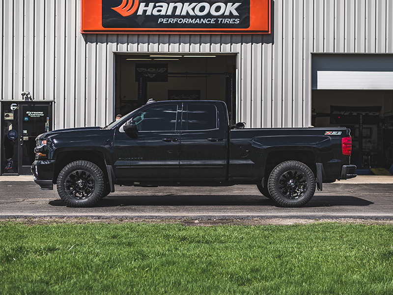 2016 Chevy Silverado With2 Inch Leveling Kit Fuel Offroad Vapor 18x9  12 Offset 18 By 9 Inch Wide Wheel Atturo Trail Blade Xt 33x12 50r18 Tire 