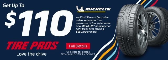 Michelin Up To $110 Rebate  Banner