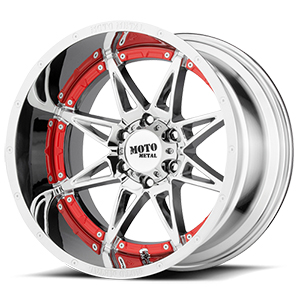 Moto Metal MO993 Hydra Chrome W/ Red Undercut