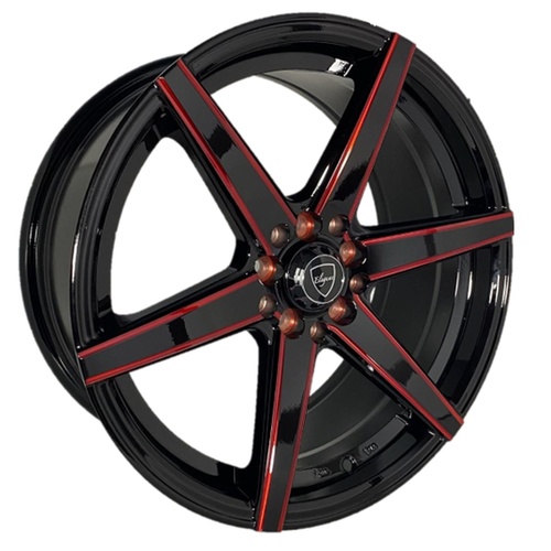 Elegance E002 Gloss Black W/ Candy Red Milled Accents