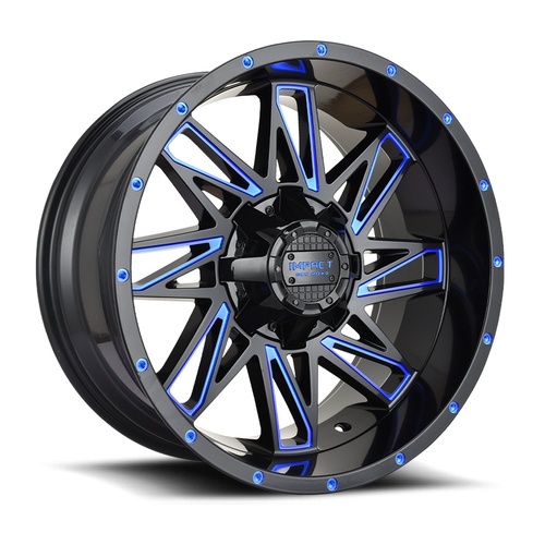Impact 814 Gloss Black W/ Blue Milling