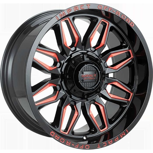 Impact 827 Gloss Black W/ Red Milling