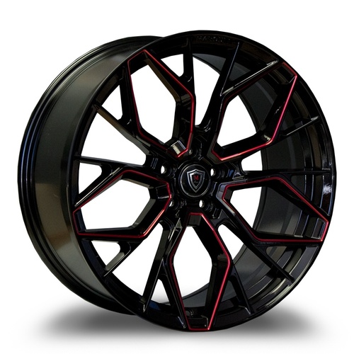 Marquee Wheels M1004 Gloss Black W/ Red Milling