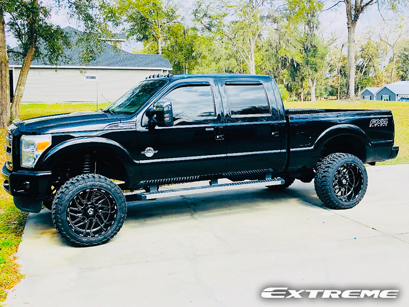2012 Ford F250 Super Duty 22x12 TIS Wheels 35x12.5R22 Toyo Tires Rough Country 4.5Inch