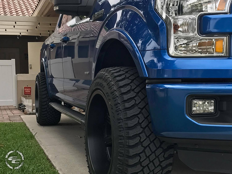 2015 Ford F 150 With 3 Inch Leveling Kit Moto Metal 984 20x12  44 Offset 20 By 12 Inch Wide Wheel Atturo Trail Blade Xt 33x12 5r20 Tire 