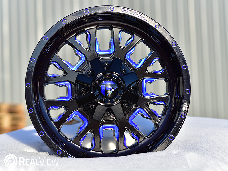 RealView of Fuel Offroad Stroke D645 Gloss Black W/ Blue Milled 