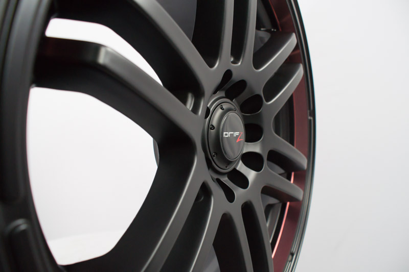 RealView of Drifz FX 207 Carbon Black W/ Red Stripes - 17x7.5 +38 ...