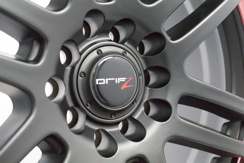 RealView of Drifz FX 207 Carbon Black W/ Red Stripes - 17x7.5 +38 ...