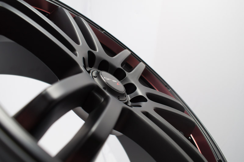 RealView of Drifz FX 207 Carbon Black W/ Red Stripes - 17x7.5 +38 ...