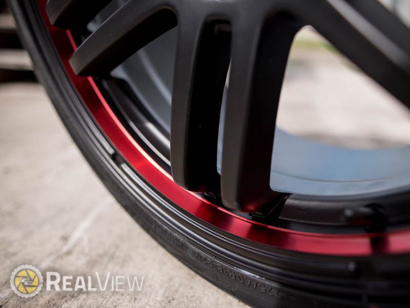 RealView of Drifz FX 207 Carbon Black W/ Red Stripes - 18x8 +35 