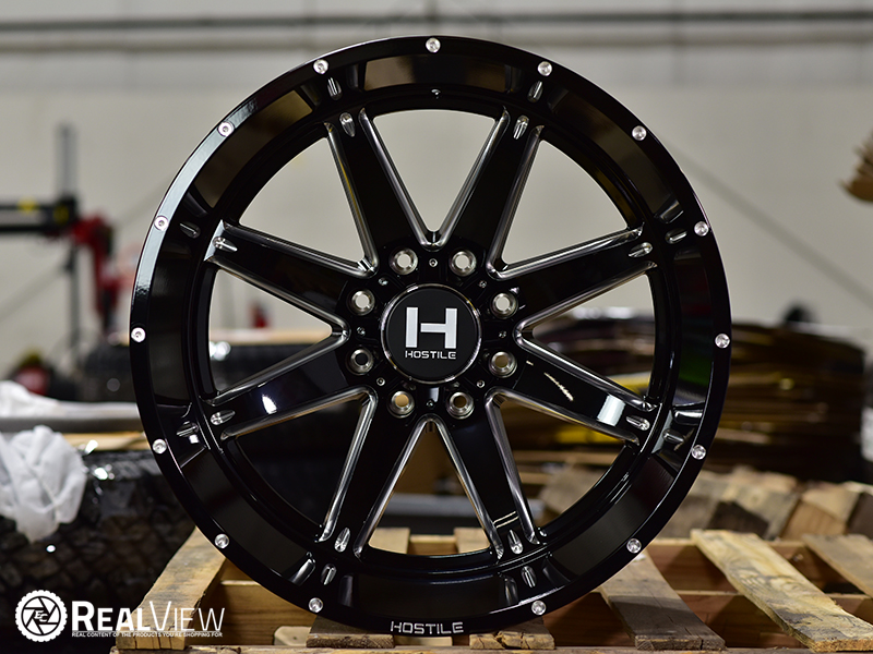 Hostile H109 Alpha 24x14 76 Gloss Black Milled Wheels Rims 