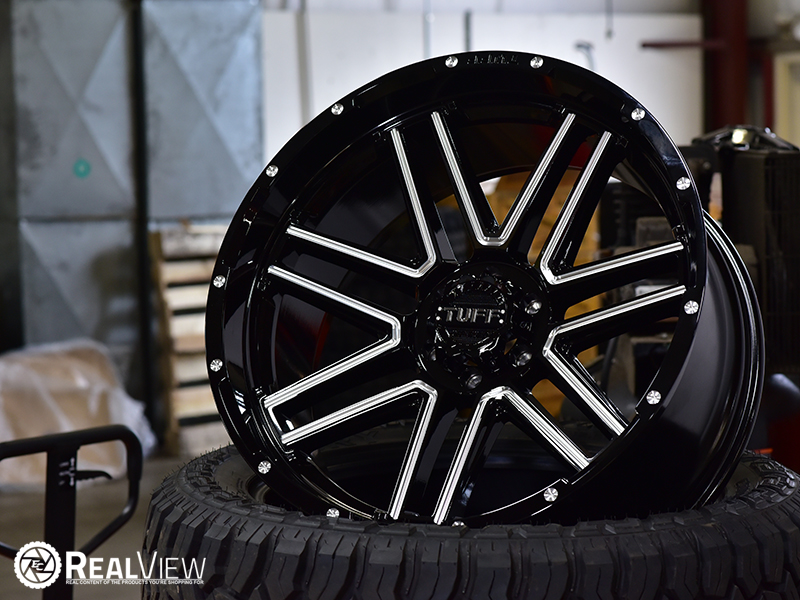 RealView of Tuff T17 Gloss Black W/ Milled Spokes - 24x11 -25