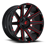 Fuel Offroad Contra D643 Gloss Black W/ Red Milled Spokes 20x9 +1