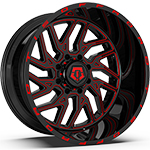 TIS Offroad 544 Black W/ Red Milled Accents 20x12 -44