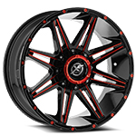 XF Offroad XF-220 Gloss Black Red Milled 20x9 +12