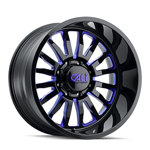 Cali Off-Road Summit 9110 Gloss Black W/ Blue Milled Spokes - Part Number 9110D-2877GBR232 Cali Off-Road Summit 9110 Gloss Black W/ Blue Milled Spokes Photo