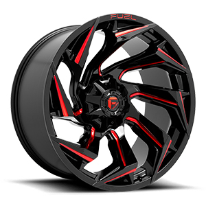 Fuel Offroad D755 Reaction Gloss Black Red Milled Wheel