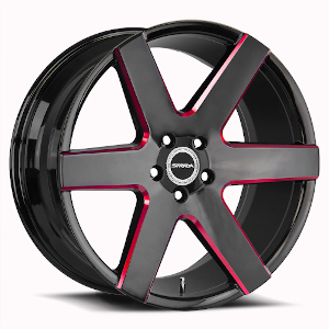 Strada Coda S60 Gloss Black W/ Milled Edge Spoke Red