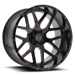 Wicked Offroad W903 Black w/ Red Milling - Part Number W903B200880-24GBMW Wicked Offroad W903 Black w/ Red Milling Photo