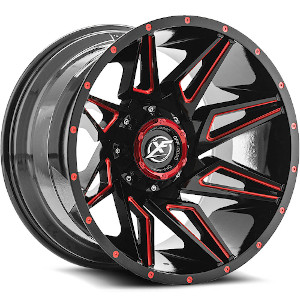 Xf Off-Road XF-218 Gloss Black Red Milled - Part Number XF-218209061351397+0GBRM-BLEM Xf Off-Road XF-218 Gloss Black Red Milled Photo