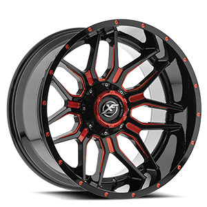 XF Offroad XF-222 Gloss Black W/ Red Milled Accents