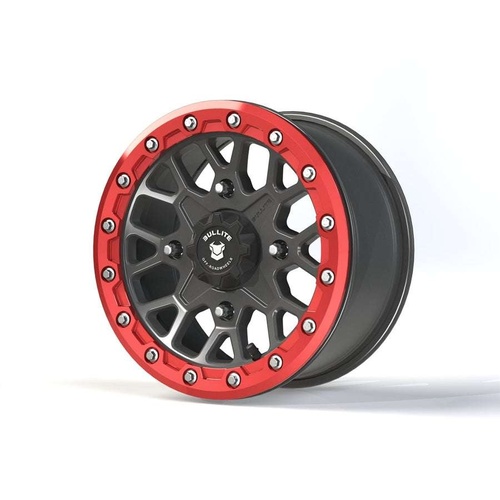 Bullite Bt-05 Gunmetal Gray W/ Bullite Red Beadlock - Part Number BT051407041561113 Bullite Bt-05 Gunmetal Gray W/ Bullite Red Beadlock Photo