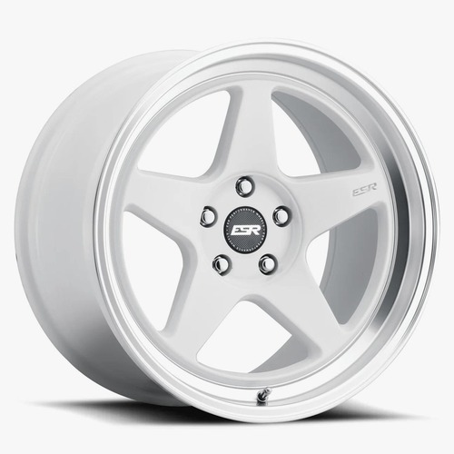 ESR CR5 Gloss White W/ Machined Lip - Part Number 88551430 CR5WHT-ML 5X112 ESR CR5 Gloss White W/ Machined Lip Photo