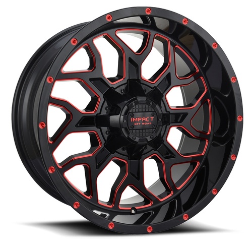 Impact Off-Road 813 Gloss Black W/ Red Milling Photo