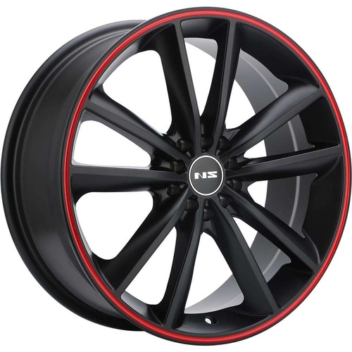 NS Wheels Ns9012 Matte Black With Red Stripe - Part Number NS9012177014+40MBRC NS Wheels Ns9012 Matte Black With Red Stripe Photo