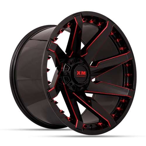 Xtreme Mudder XM301 Gloss Black Red Milled Photo