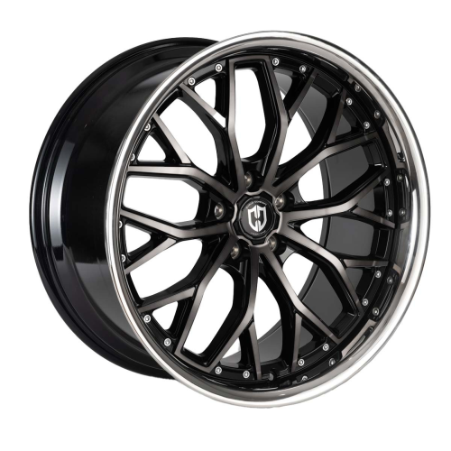 Curva Cff76 Gloss Black Machined Face Dark Tint Stainless Lip - Part Number CFF76-20851123066TBSL Curva Cff76 Gloss Black Machined Face Dark Tint Stainless Lip Photo
