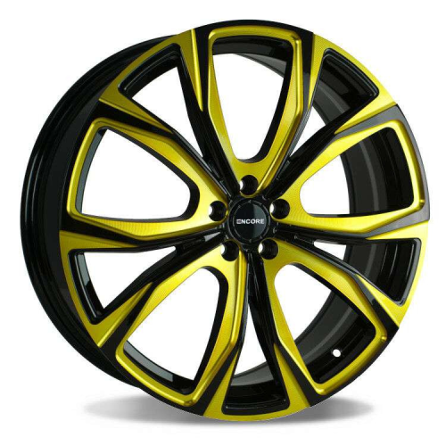 Encore Alloys Enc104 Gloss Black w/ Gold Milling - Part Number WENC104-4569 Encore Alloys Enc104 Gloss Black w/ Gold Milling Photo
