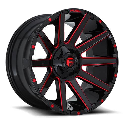 Fuel Offroad Contra D643 Gloss Black W/ Red Milled Spokes Photo