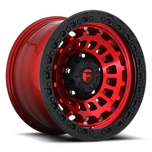 Fuel Offroad Zephyr D632 Candy Red W/ Matte Black Ring Wheels 5x5 