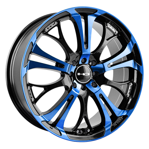 HD Wheels Spinout Gloss Black Machined W/ Blue Photo