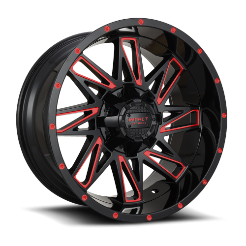 Impact Off-Road 814 Gloss Black W/ Red Milling