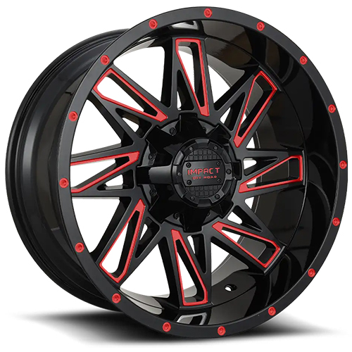 Impact 814 Gloss Black W/ Red Milled Accents