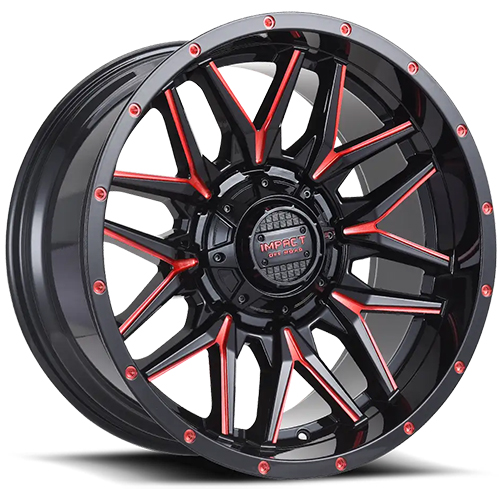 Impact 819 Gloss Black W/ Red Milled Accents
