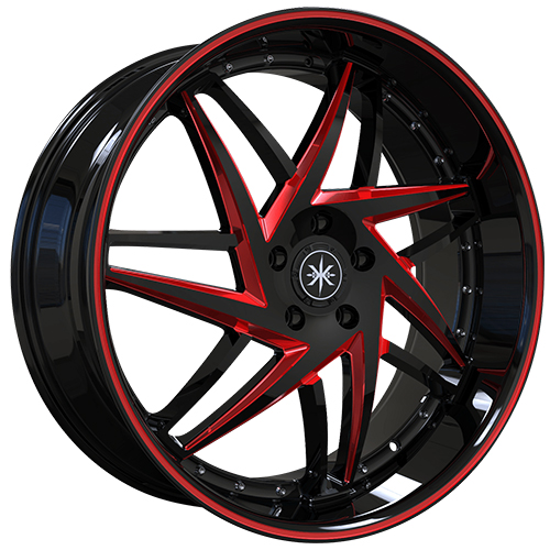 Karma K14 Black Milled W/ Red Accents Wheels 5x4.5 20x8.5 +35 K14