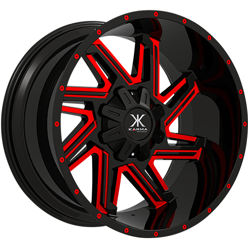 Karma K29 Black Milled W/ Red Accents - Part Number K29-221255-44BMLR Karma K29 Black Milled W/ Red Accents Photo