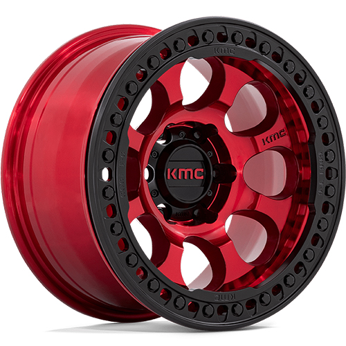 KMC Riot Beadlock KM237 Candy Red W/ Black Ring - Part Number KM237QB17905038N KMC Riot Beadlock KM237 Candy Red W/ Black Ring Photo
