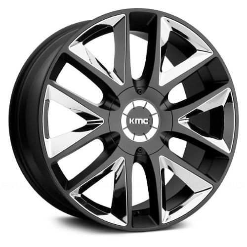 KMC KM710 Takedown Satin Black W/ Chrome Inserts - Part Number KM71028566738 KMC KM710 Takedown Satin Black W/ Chrome Inserts Photo