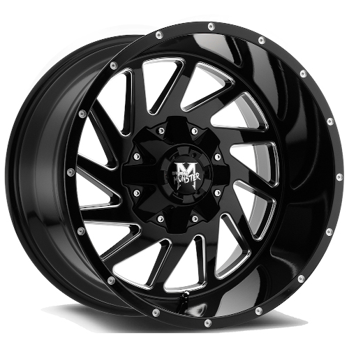 Off-Road Monster M12 Gloss Black Milled - Part Number M12414865N76GBML Off-Road Monster M12 Gloss Black Milled Photo