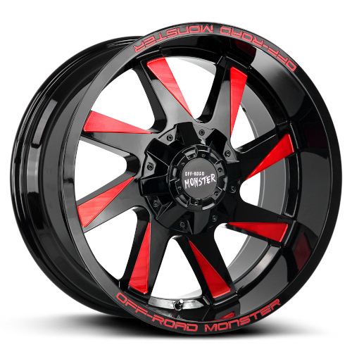 Off-Road Monster M80 Gloss Black Candy Red Milled - Part Number M80012527N44GBMLR Off-Road Monster M80 Gloss Black Candy Red Milled Photo