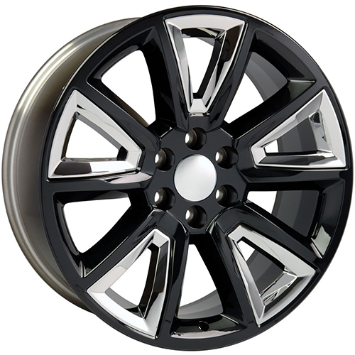 Replica Wheel Chevrolet Tahoe CV73 Gloss Black W/ Chrome Inserts Photo