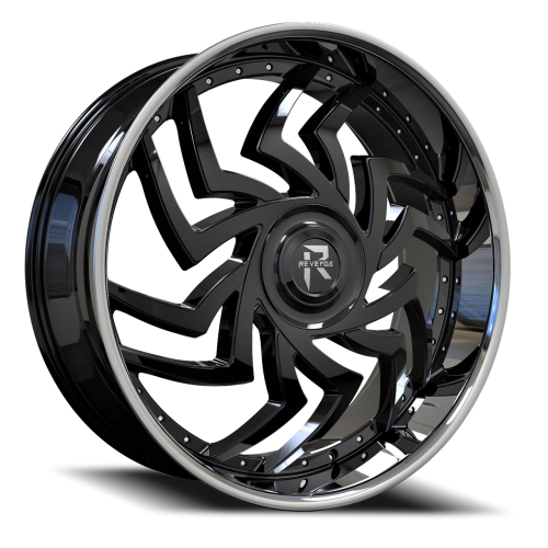 Revenge Rl107 Gloss Black w/ Stainless Lip - Part Number RL107-249061351397+25BSSL-FCAP Revenge Rl107 Gloss Black w/ Stainless Lip Photo