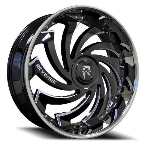 Revenge Rl108 Black Milled w/ Stainless Lip - Part Number RL108-269561351397+25BMWSSL-FCAP Revenge Rl108 Black Milled w/ Stainless Lip Photo